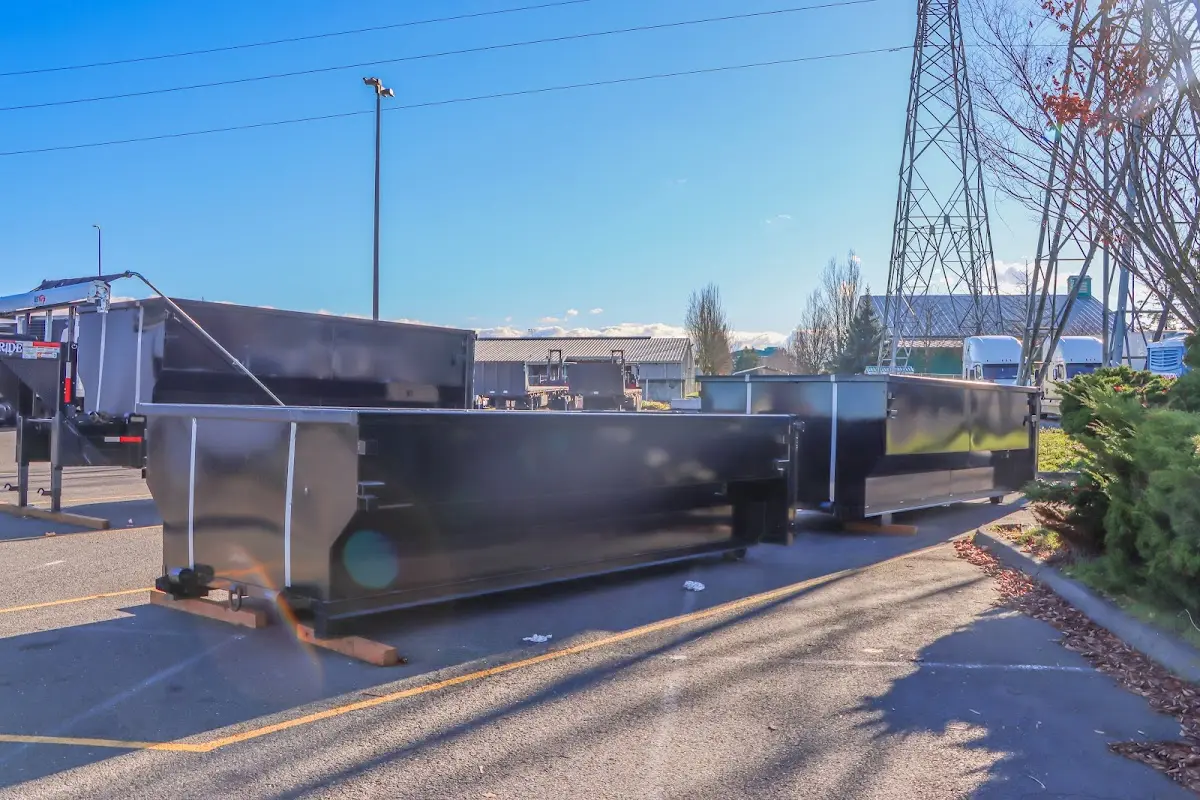 Roll-off dumpster ready for waste disposal at job site for Cleanout Dumpster Rental in La Crosse